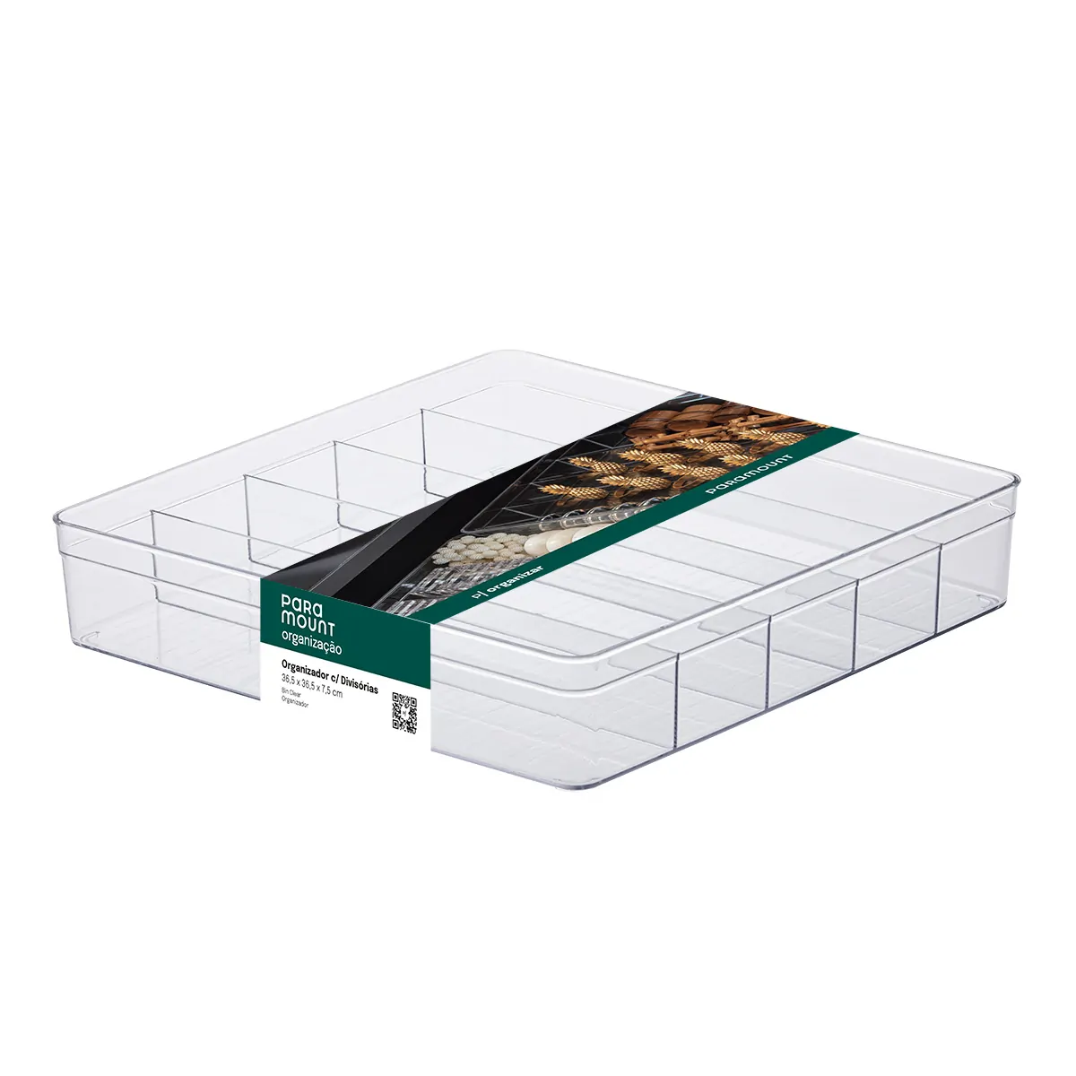 Organizador Diamond Transparente com Divisórias Empilhável Multiuso